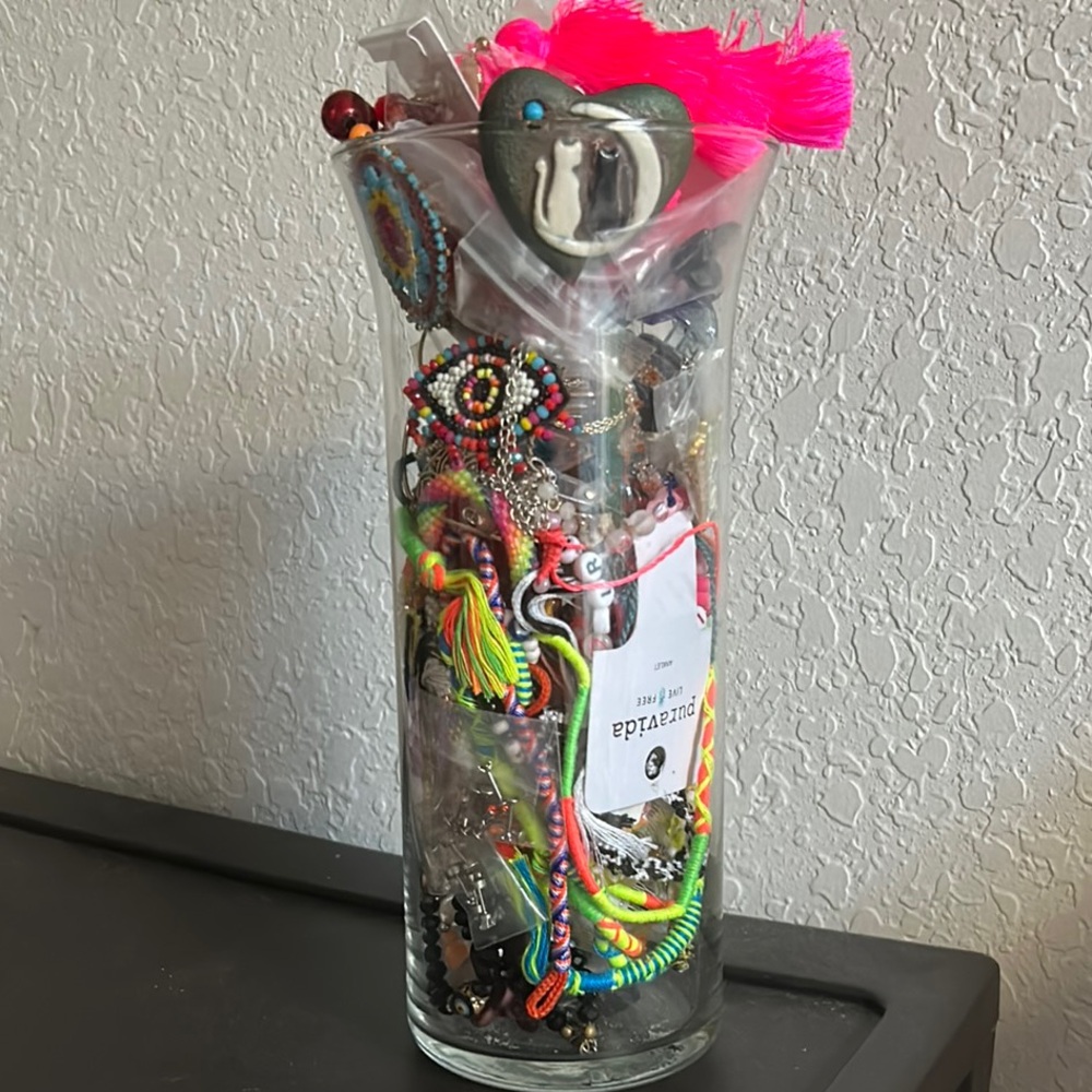 Mystery jewelry jar 9” tall